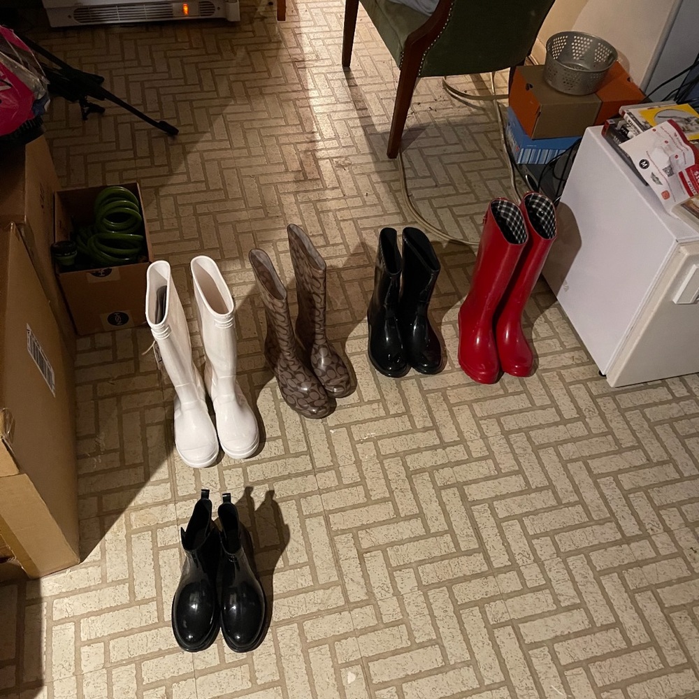 Women’s rain boots: Coach, UGG, Banana Republic, Nicole Miller size 6-7